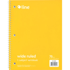 1-Subject Notebook, 70 Page, Wide Ruled, Yellow