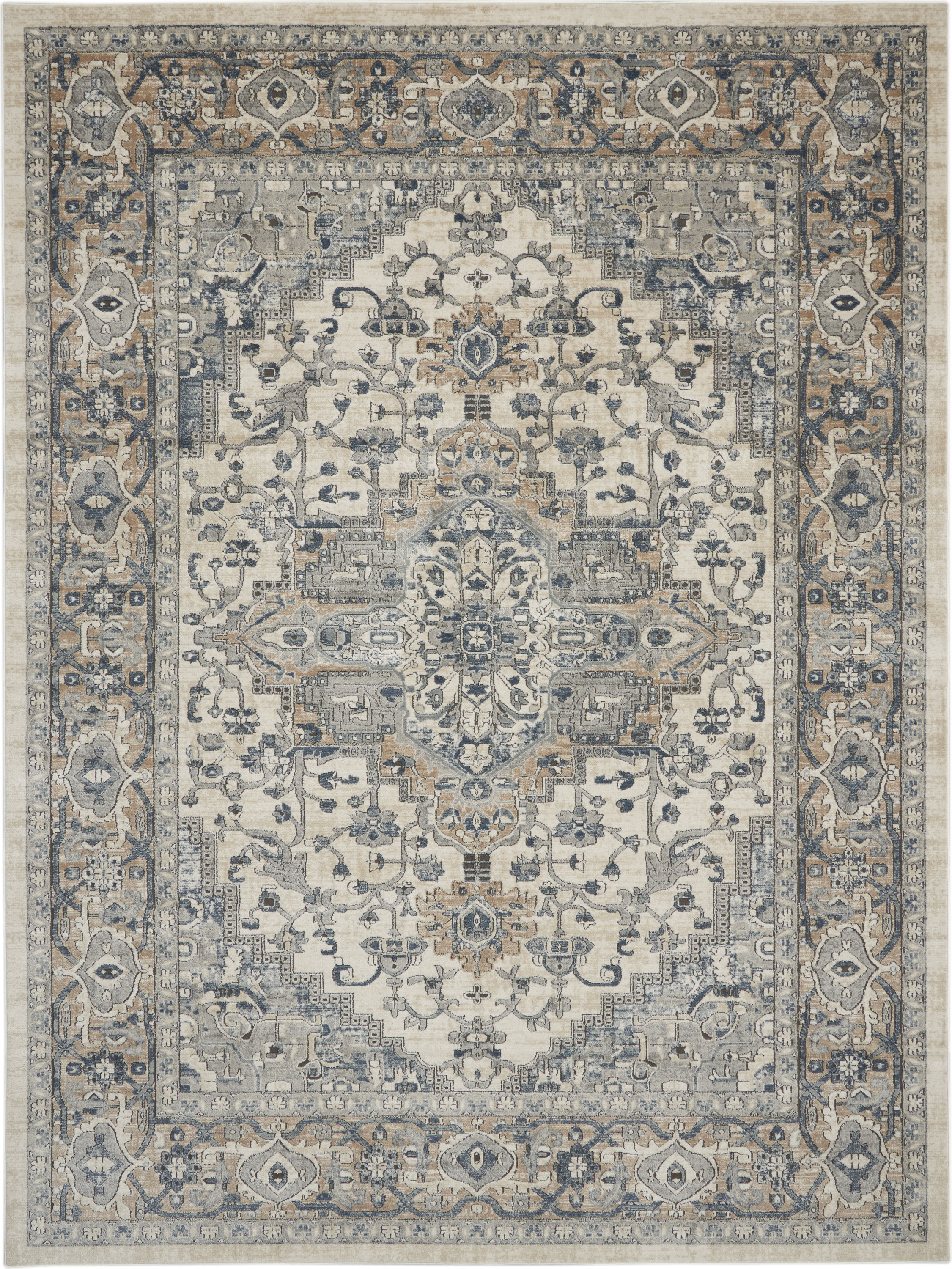 Nourison Quarry 6'7" x 9'6" Ivory Grey Farmhouse Indoor Rug