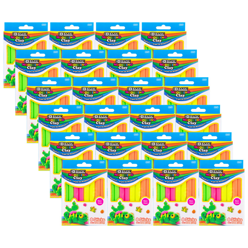 Modeling Clay Sticks, 4 Fluorescent Colors, 4.8 oz (136g) Per Pack, 24 Packs