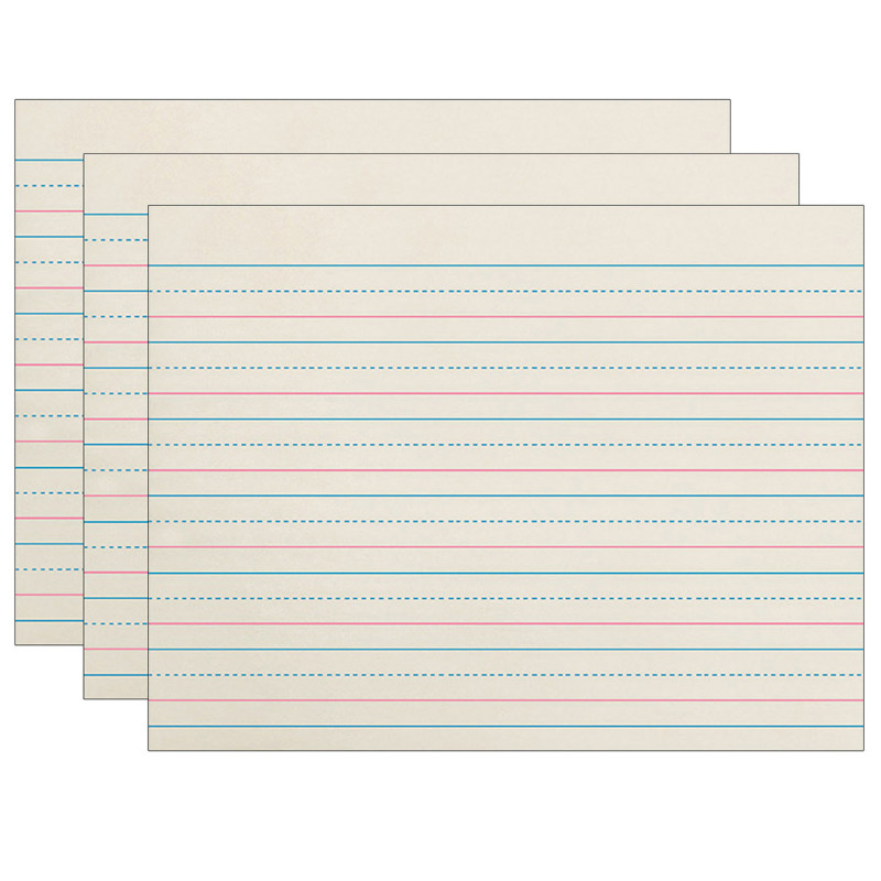 Newsprint Handwriting Paper, Dotted Midline, Grade K, 3/4" x 3/8" x 3/8" Ruled Long, 10-1/2" x 8", 500 Sheets Per Pack, 3 Packs
