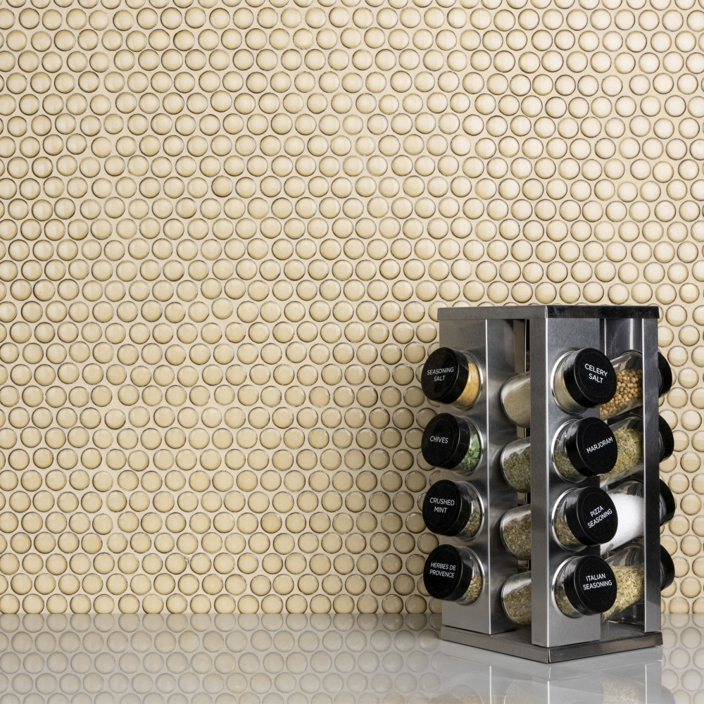 Hudson Penny Round Caffe 11-7/8 in. x 12-5/8 in. Porcelain Mosaic Tile