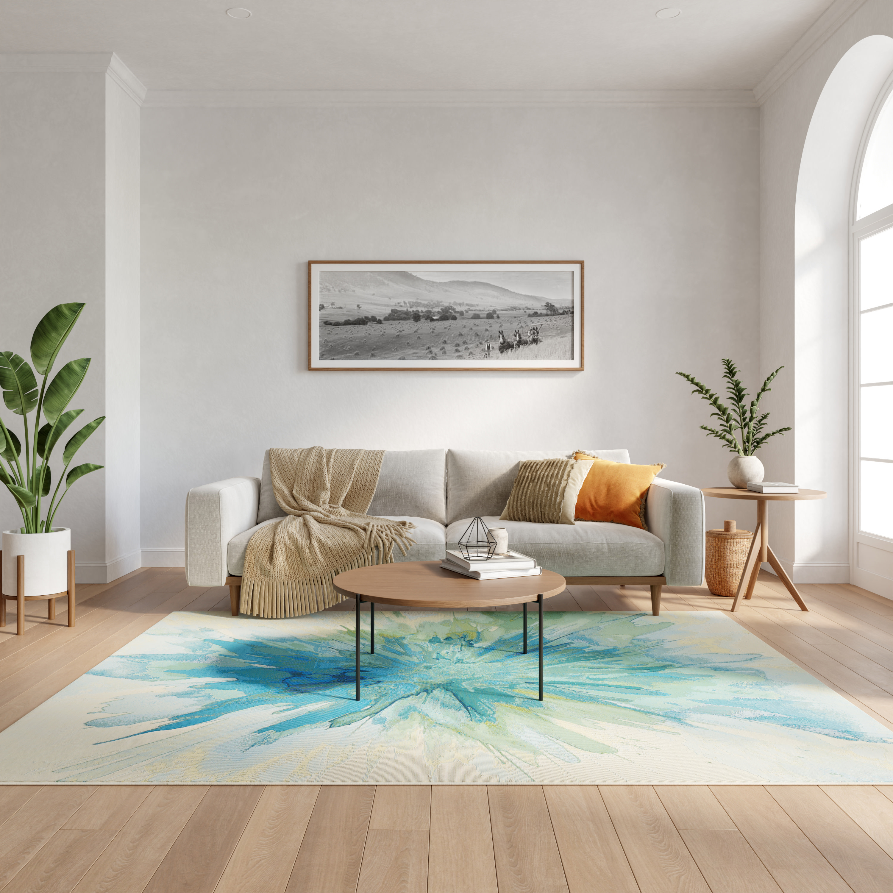 Nourison Color Splash 5'3" x 7'3" Ivory Blue Modern Rug
