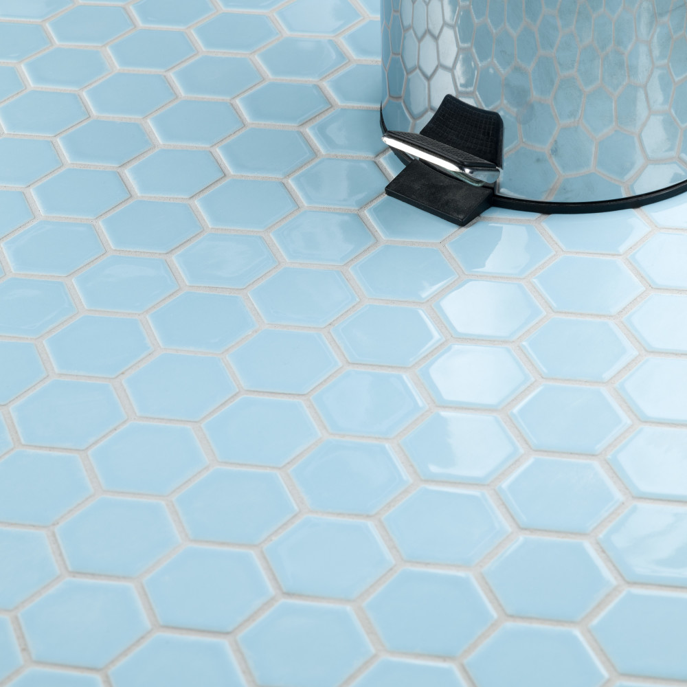 Hudson Due 2" Hex Cashmere Blue 10-7/8 In. X 12-5/8 In. Porcelain ...