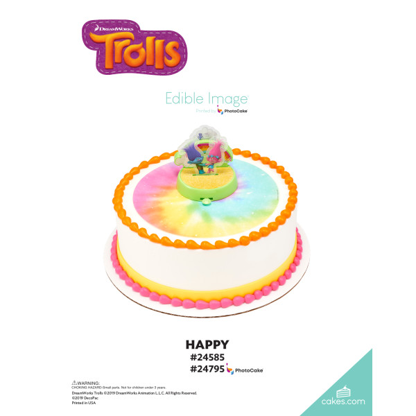 DreamWorks Trolls Happy The Magic of Cakes® PhotoCake® Enhanced Round Background Page