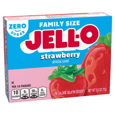 JELL-O Zero Sugar Strawberry Flavor Gelatin, 0.6 oz Box