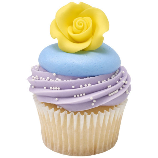 Yellow 1.5" Rose - Red 3 Free SugarSoft® Premium Edible Decorations