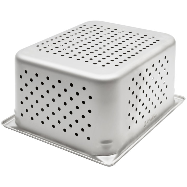 Half-size 6-inch-deep Super Pan V® perforated stainless steel steam table pan