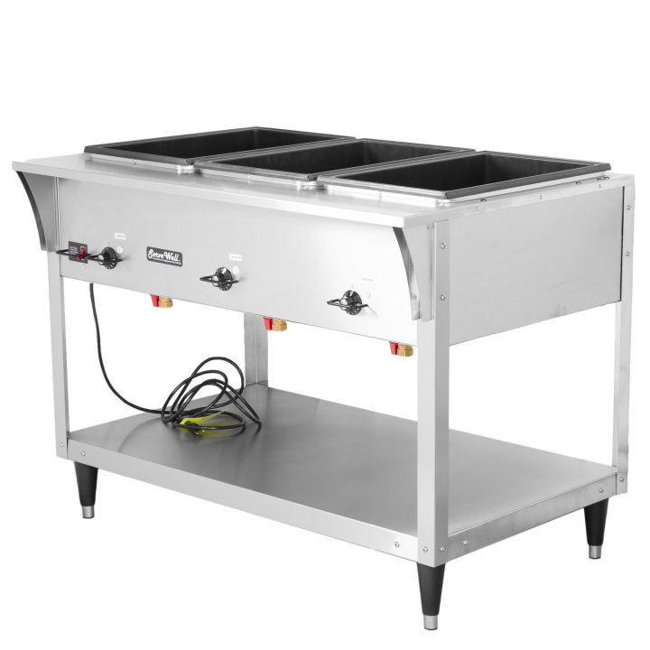 120-volt 1440-watt three-well Servewell® SL streamlined stainless steel hot-food table