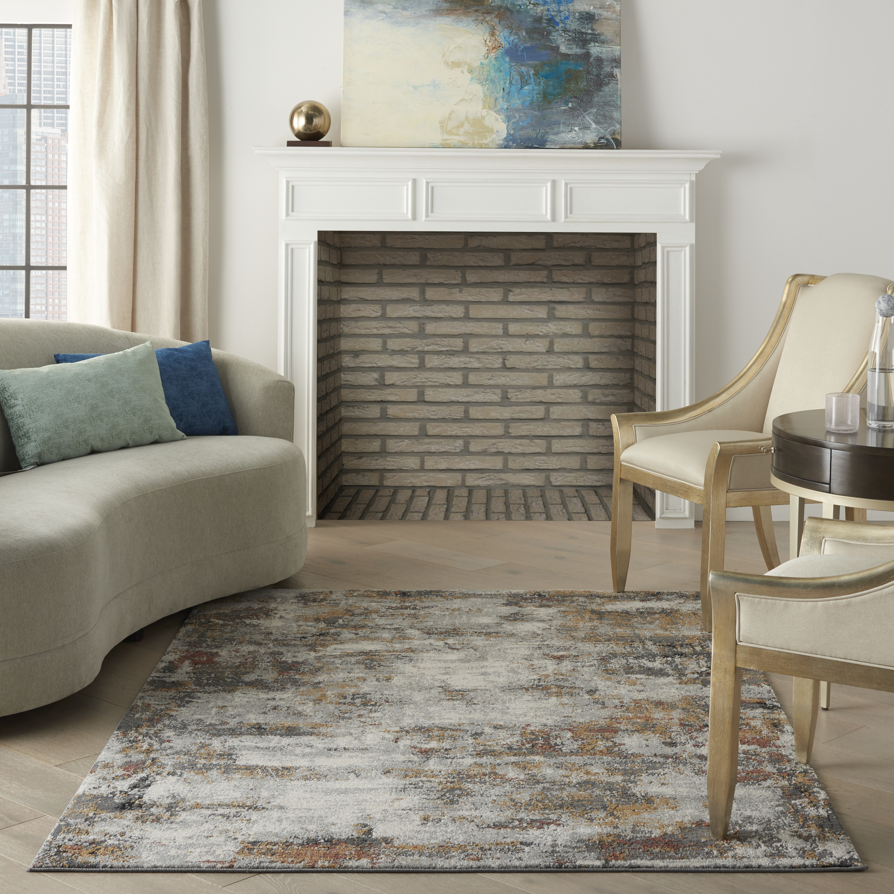 Nourison Tangra 4' x 6' Grey Multicolor Modern Indoor Rug