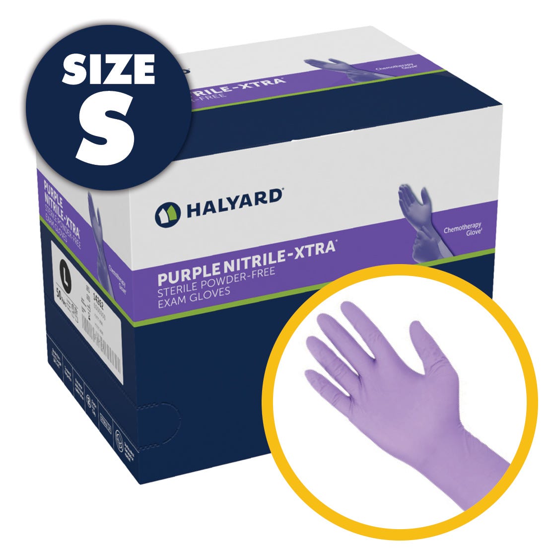 Purple Nitrile-XTRA Sterile Exam Gloves, Small, Powder Free, Latex Free, 50prs/Box