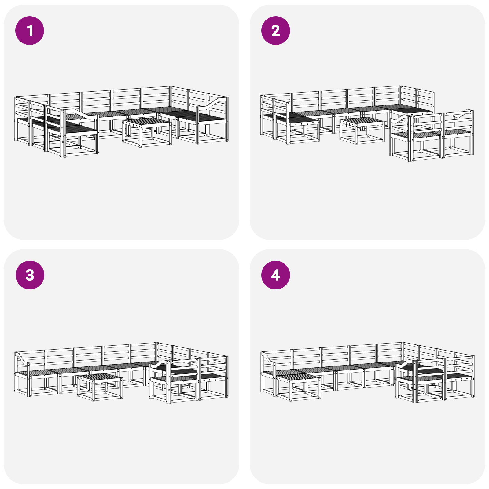 Buiten bankenset 10 pcs Wit Massief Acaciahout image 6