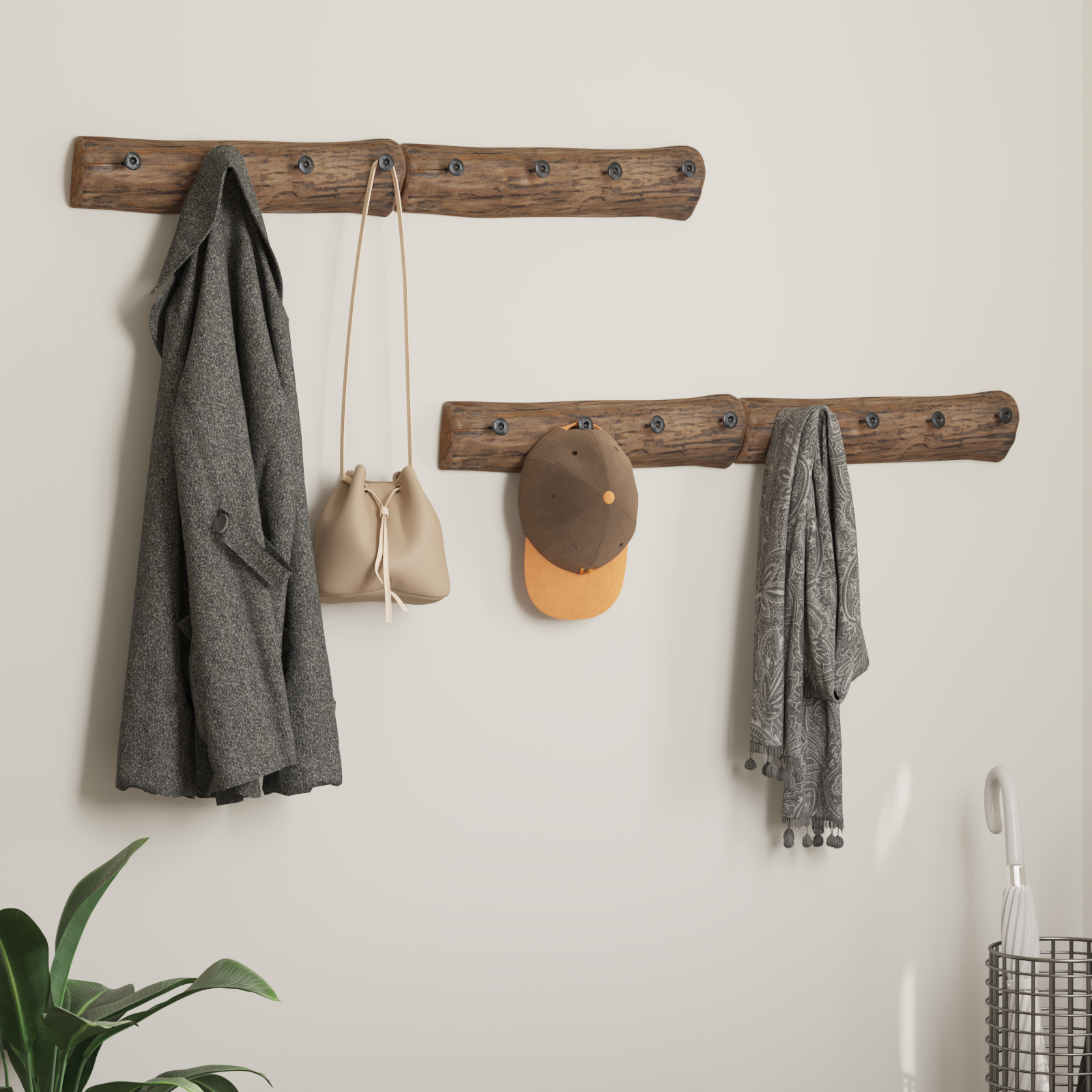 vidaXL Kleiderbügel Braun 50 x 8 x 12 cm Massives upgecyceltes Holz – Bild 2