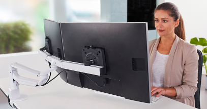 For a custom-fit, easily adjust the monitor height, distance, and angle to improve comfort.