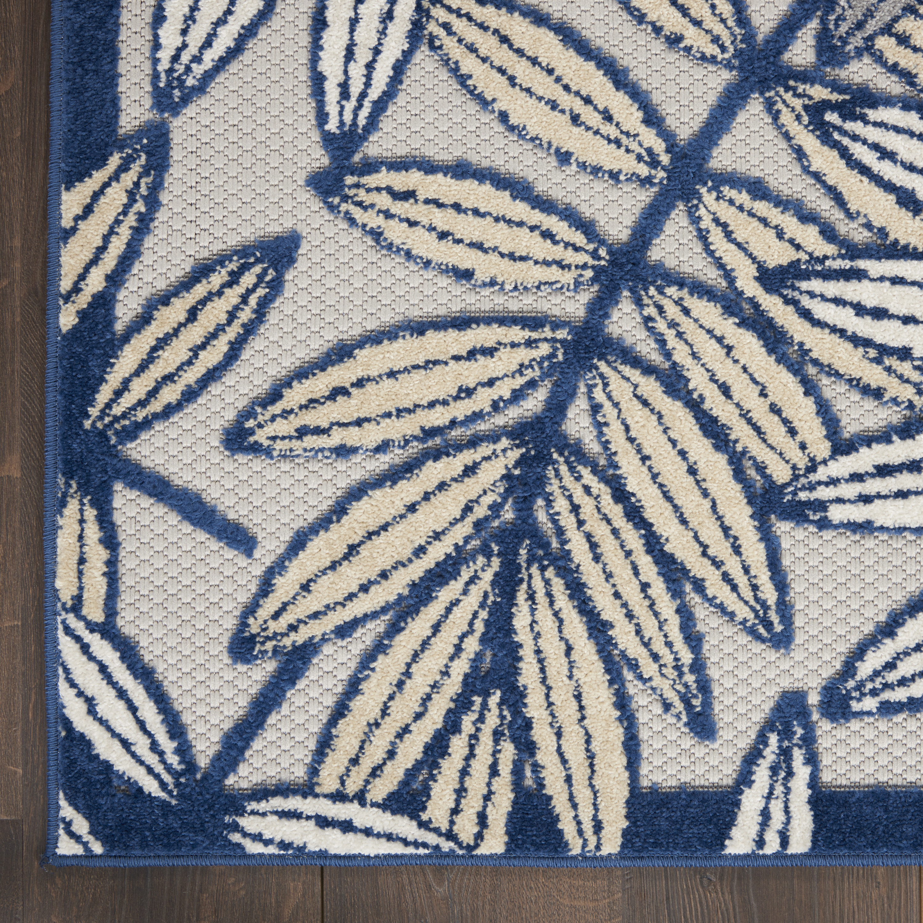 Nourison Aloha 7'10" x 10'6" Ivory Navy Tropical Rug