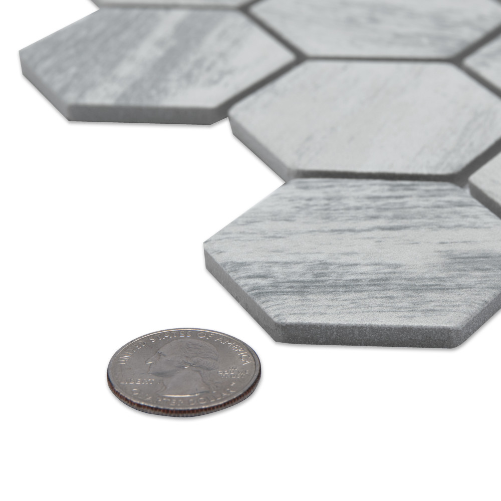 Sample – Cassis 2″ Hex White Porcelain Mosaic Tile