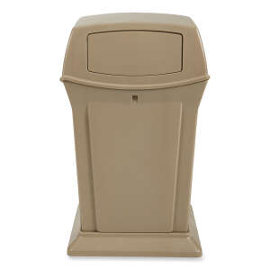 Rubbermaid Commercial, Ranger, 35 gal, Resin, Beige, Square, Receptacle