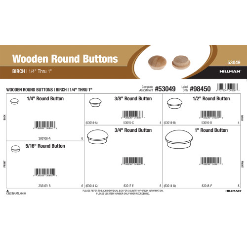 Birch Wooden Round Buttons Assortment (1/4