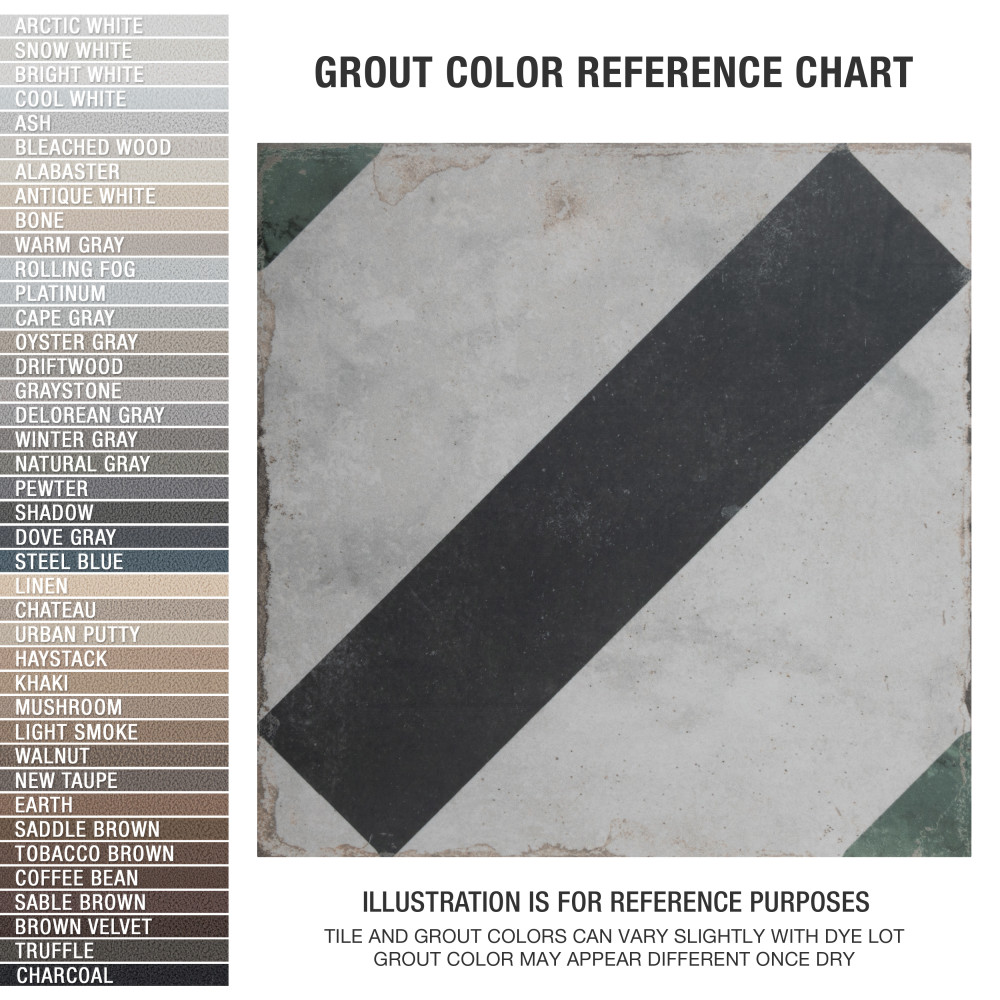 Renaissance Deco Emerald Frame 7-7/8 in. x 7-7/8 in. Porcelain Floor and Wall Tile