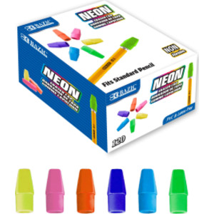 Neon Eraser Caps, 120-Count Box