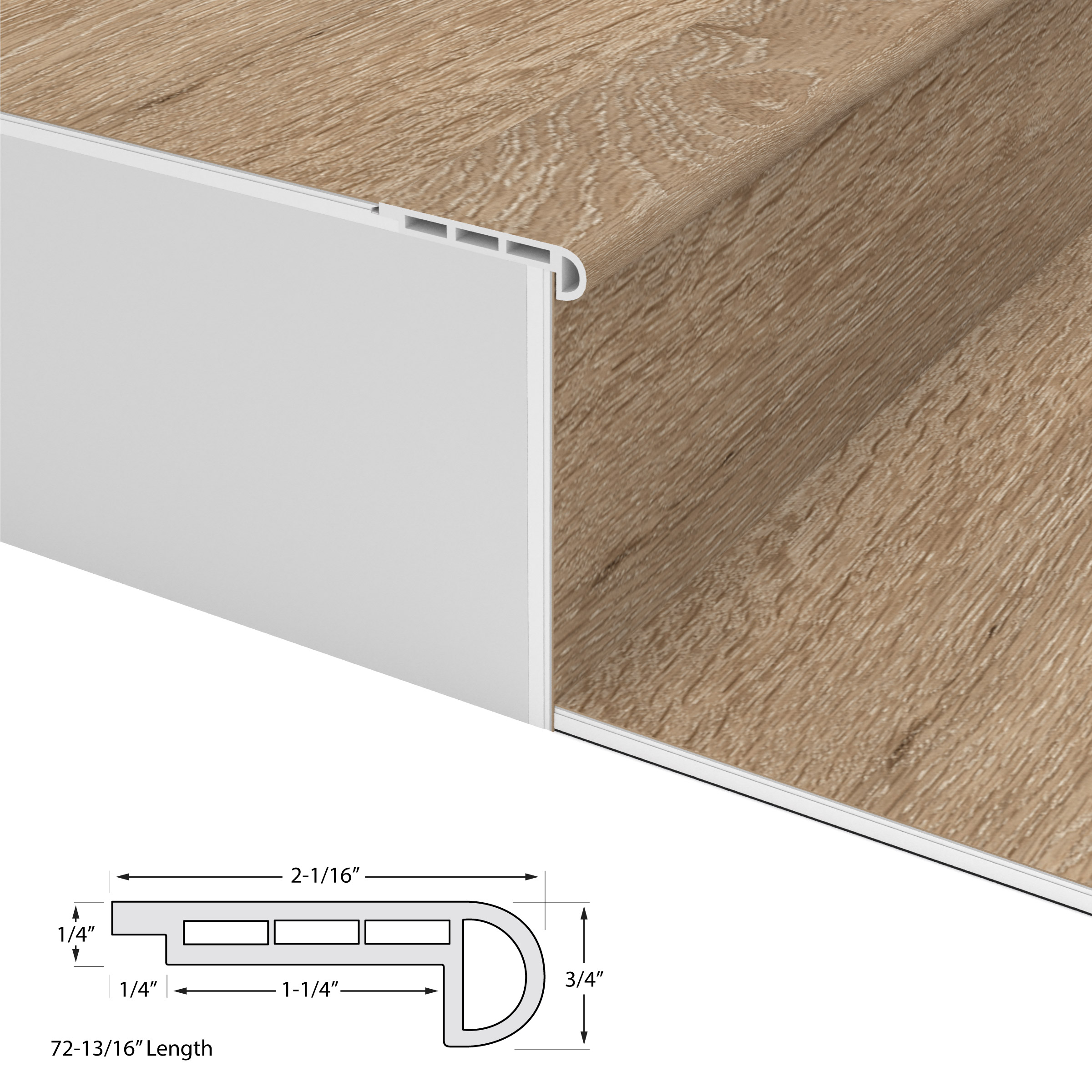 Aged Hickory Cali Vinyl Stair Nosing Flush Windansea view 4