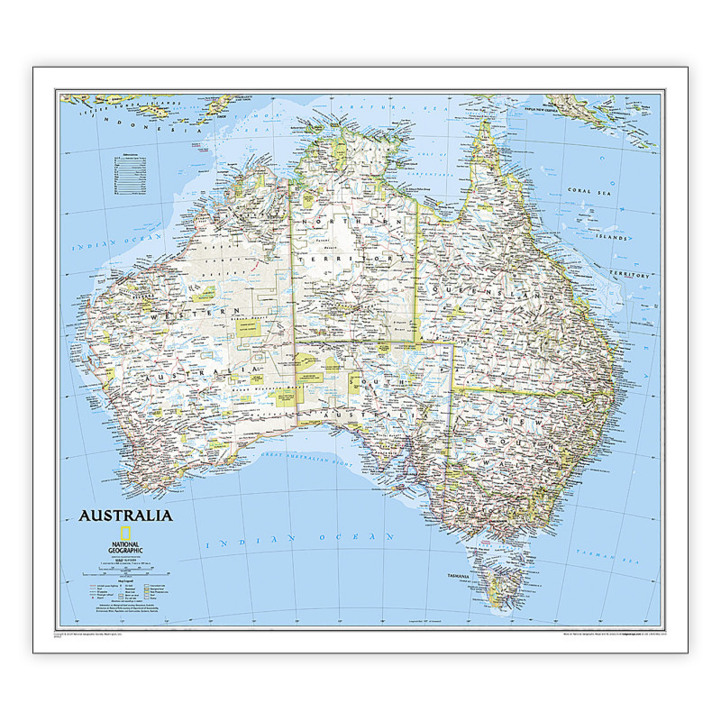 Australia Classic Map, Laminated, 30.25" x 27"