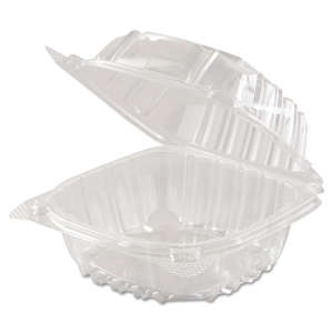 Dart, ClearSeal Hinged-Lid Plastic Containers, 5.8 x 6 x 3, Plastic, Clear