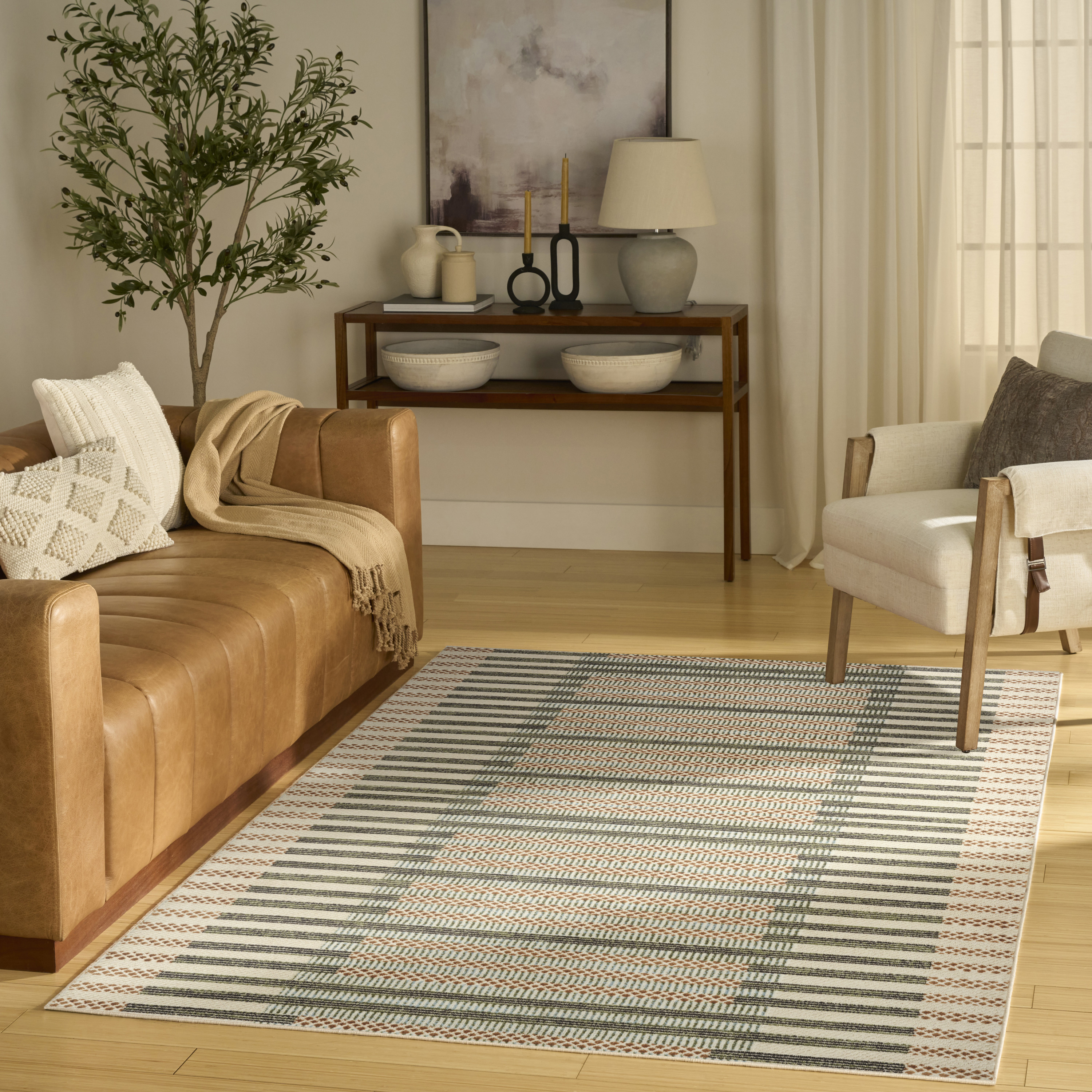 Nourison Nordic 4' x 6' Ivory Multicolor Modern Indoor Rug