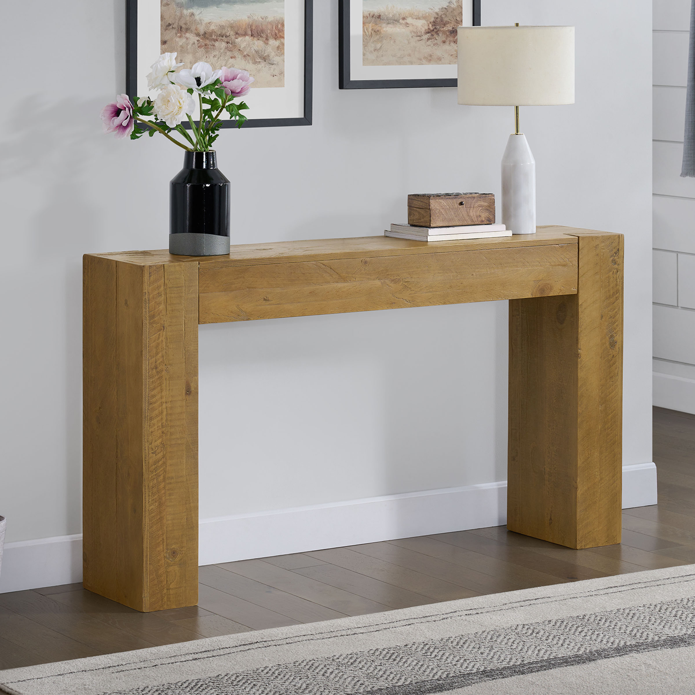 Stockyard Solid Wood Console Table 56 Inch Modern Farmhouse Entryway ...