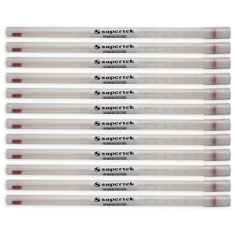 Lab Thermometer, Red Liquid, -20-110C/0-230F, Partial, Pack of 12