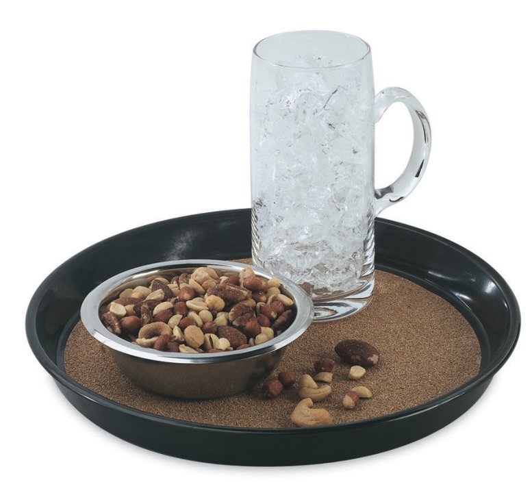 12 ½-inch cork-lined laminated round beer tray in brown