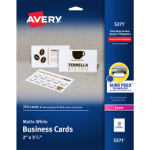 Printable Business Cards, 2" x 3-1/2", 250 Pack