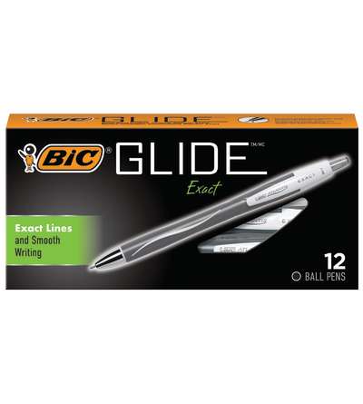 BIC® Glide™ Exact Retractable Pens, Black, Box of 12