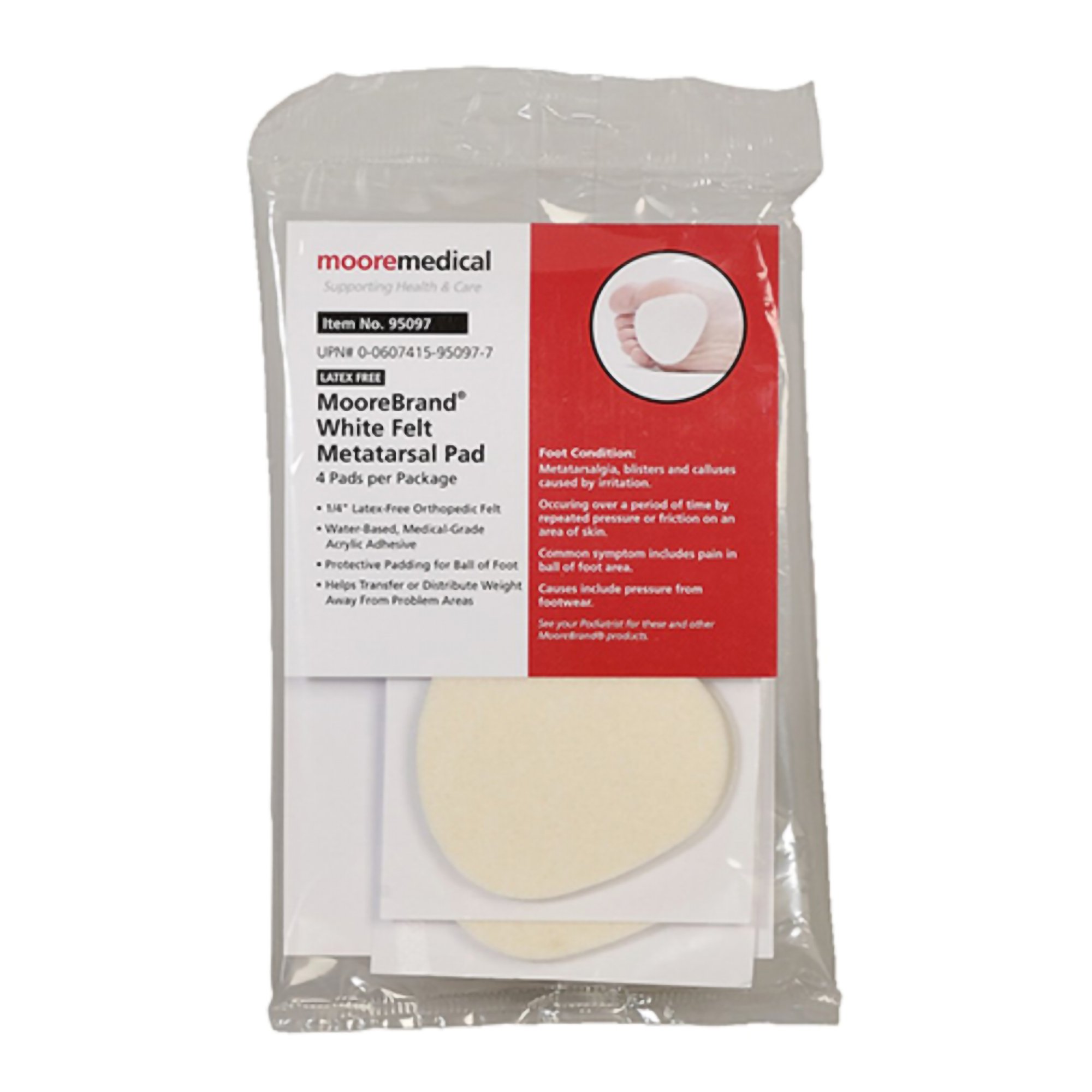 MooreBrand White Felt Metatarsal Pad MK 1111086