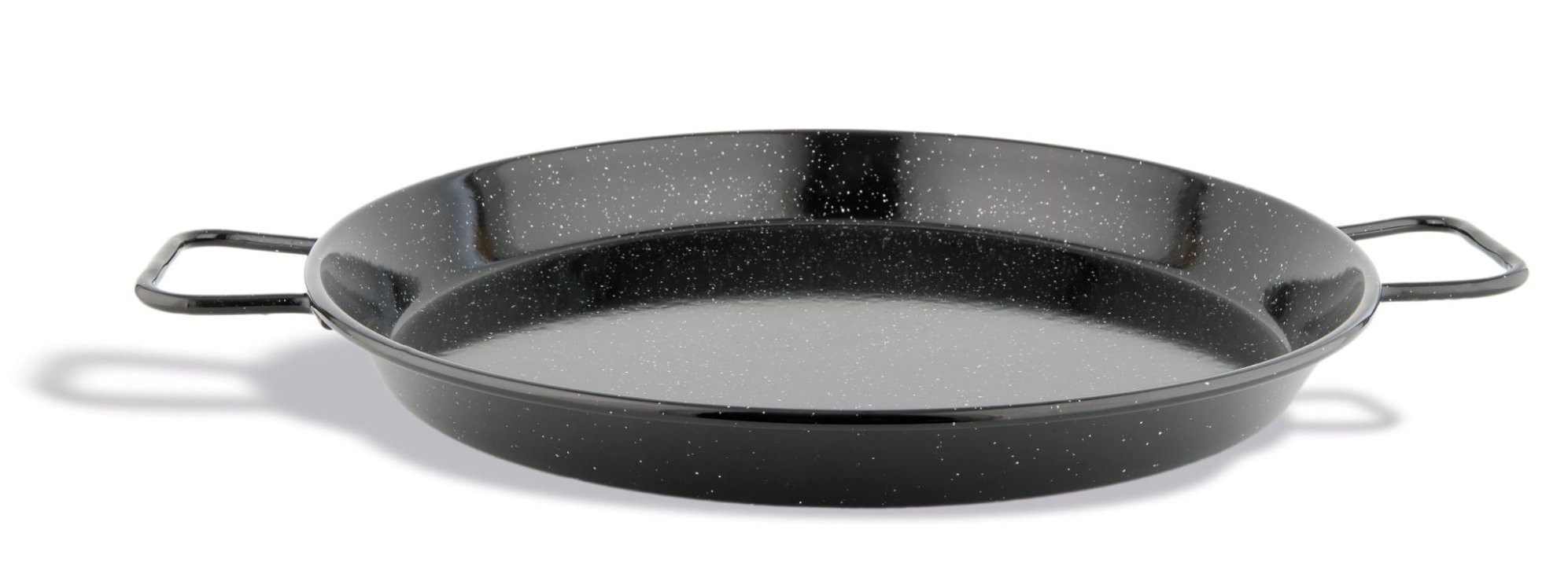 Paella pan 40 centimeter enameled steel induction-ready with loop handles