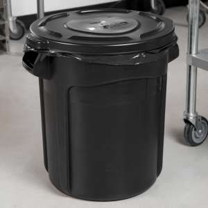 Rubbermaid Commercial, VENTED BRUTE, 20 gal, Resin, Black, Round, Receptacle