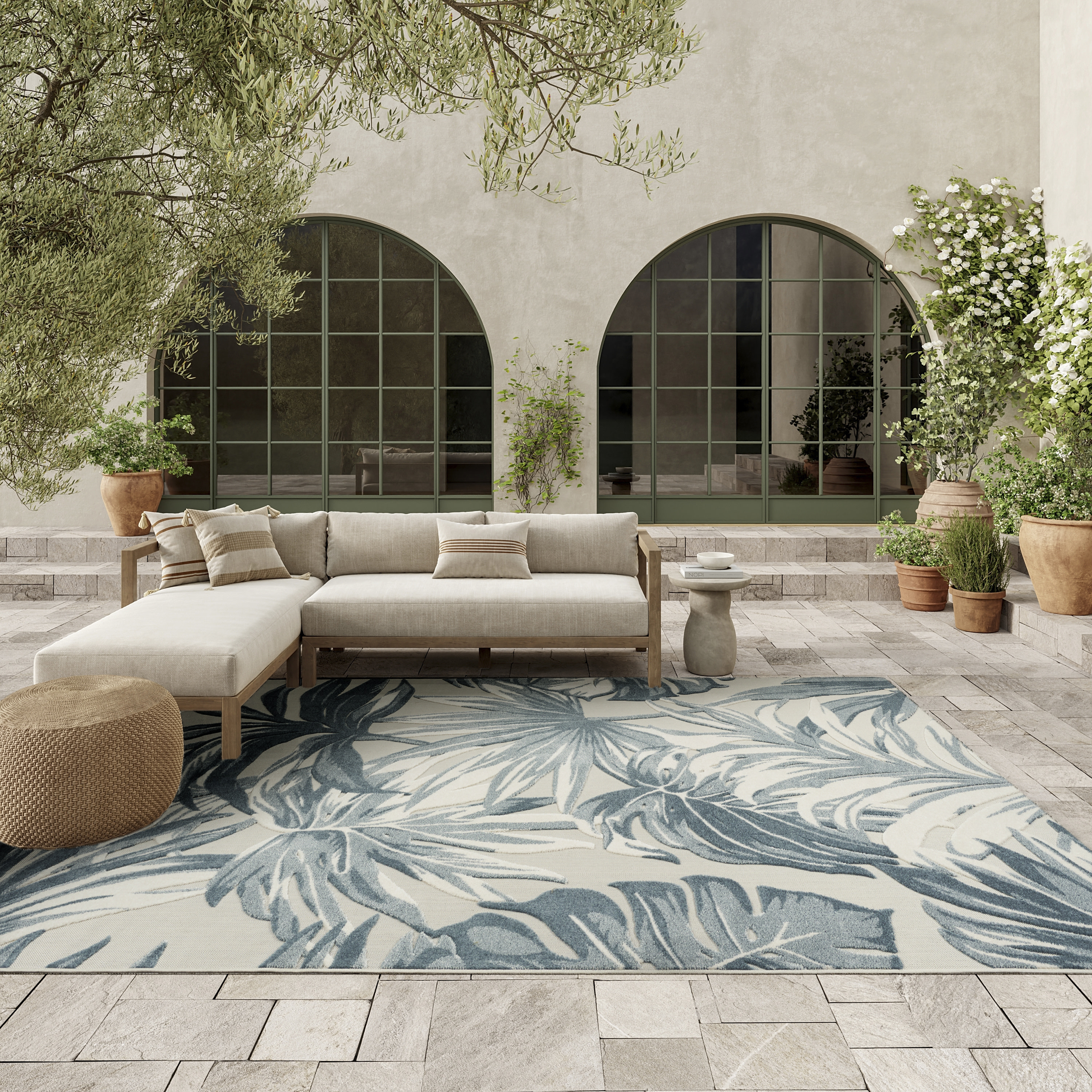 Nourison Aloha 7'10" x 10'6" Ivory Blue Modern Rug