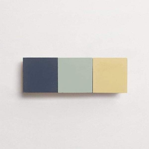 cement: mythology checkerboard | wonderland | grande | matte | trio | flan, celadon + ikat | sample 