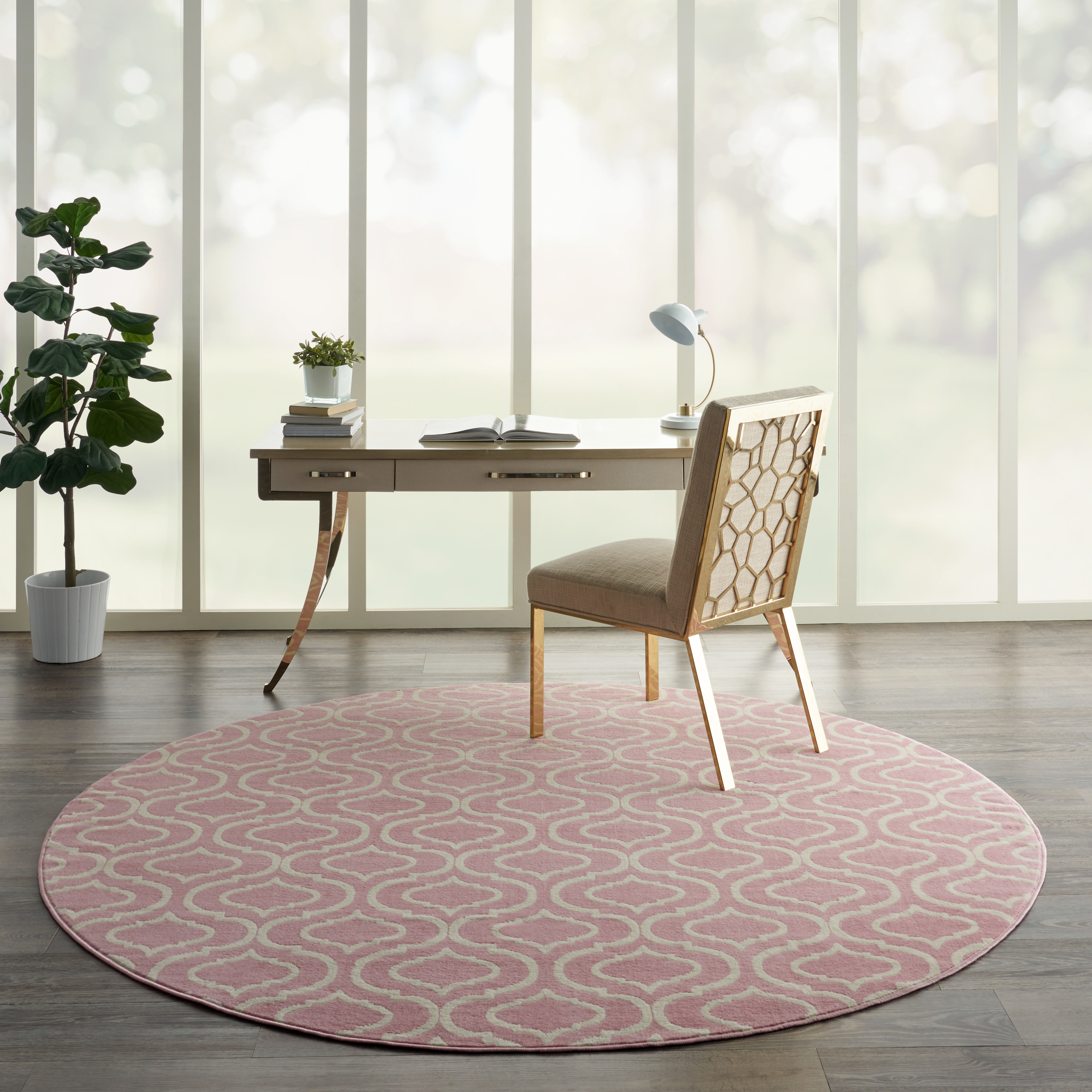 Nourison Jubilant 8' x Round Pink Contemporary Indoor Rug