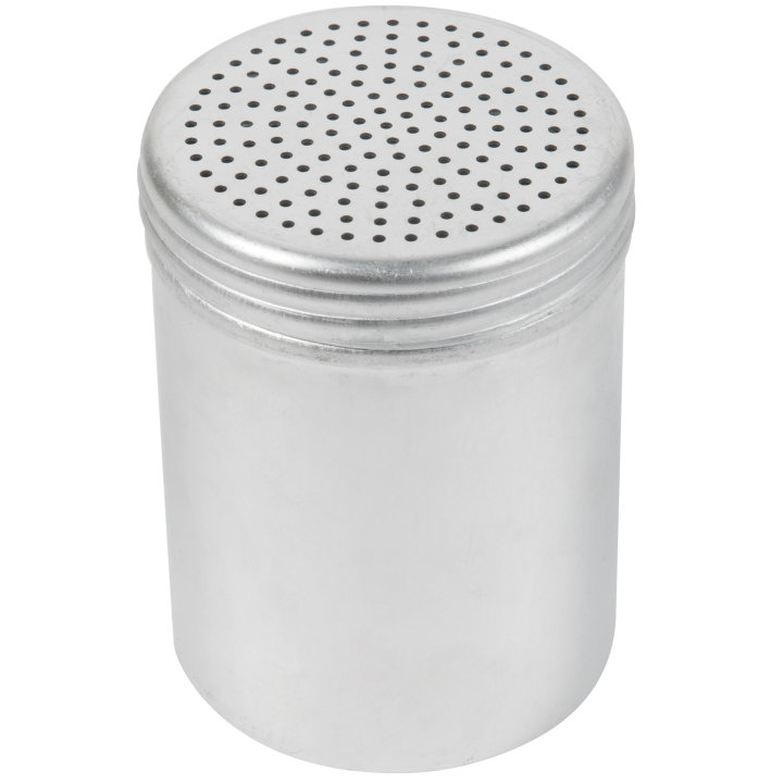 10-ounce aluminum dredge with 0.075-inch diameter holes