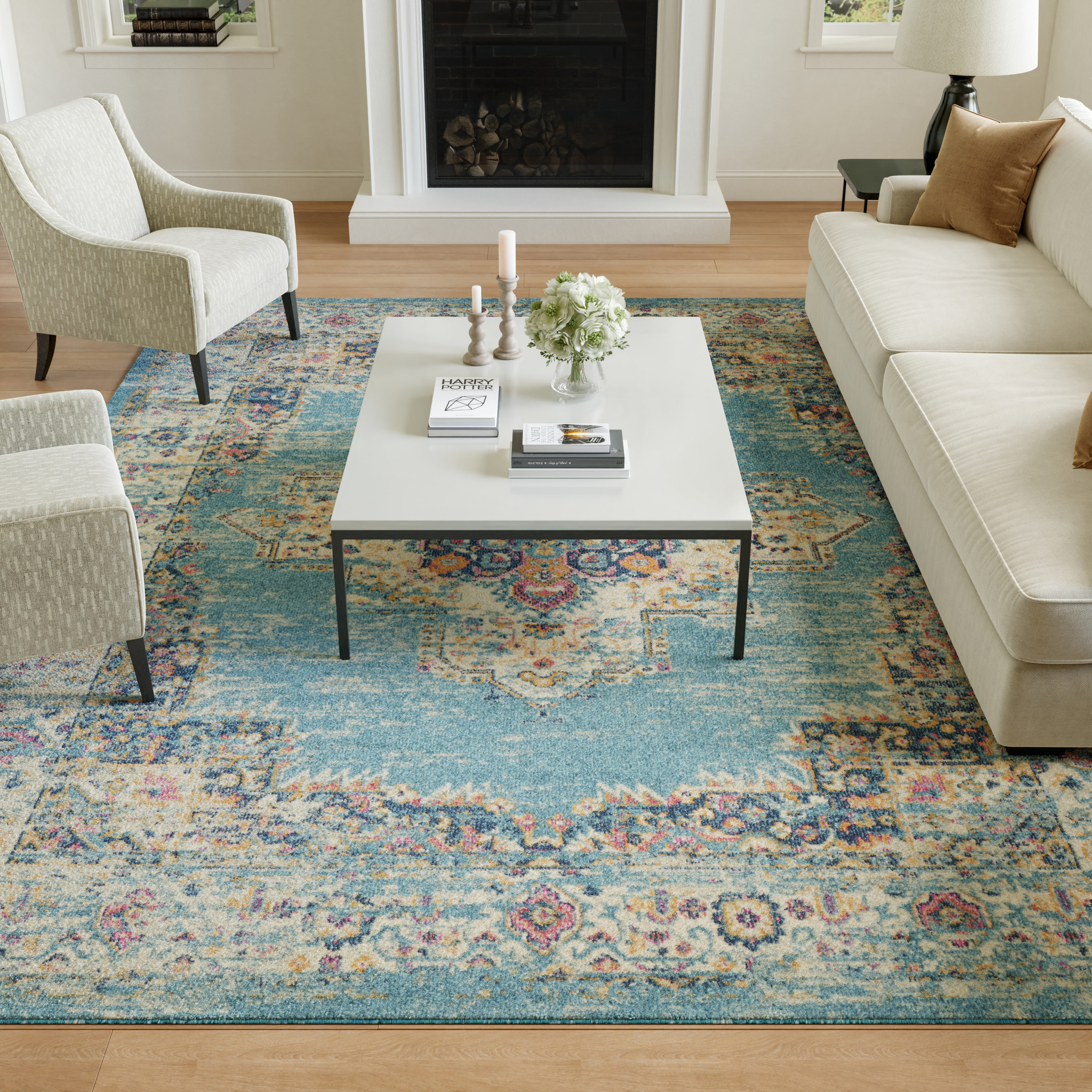 Nourison Passion 9' x 12' Light Blue Bohemian Indoor Rug