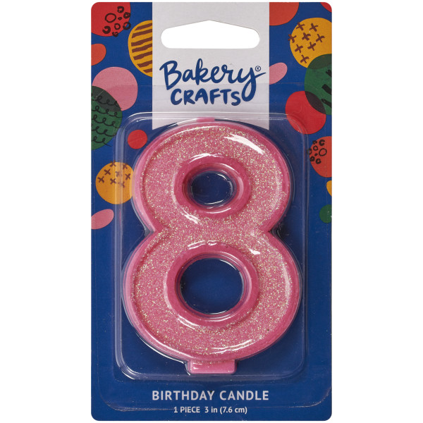 8 Glitter Numeral Candles