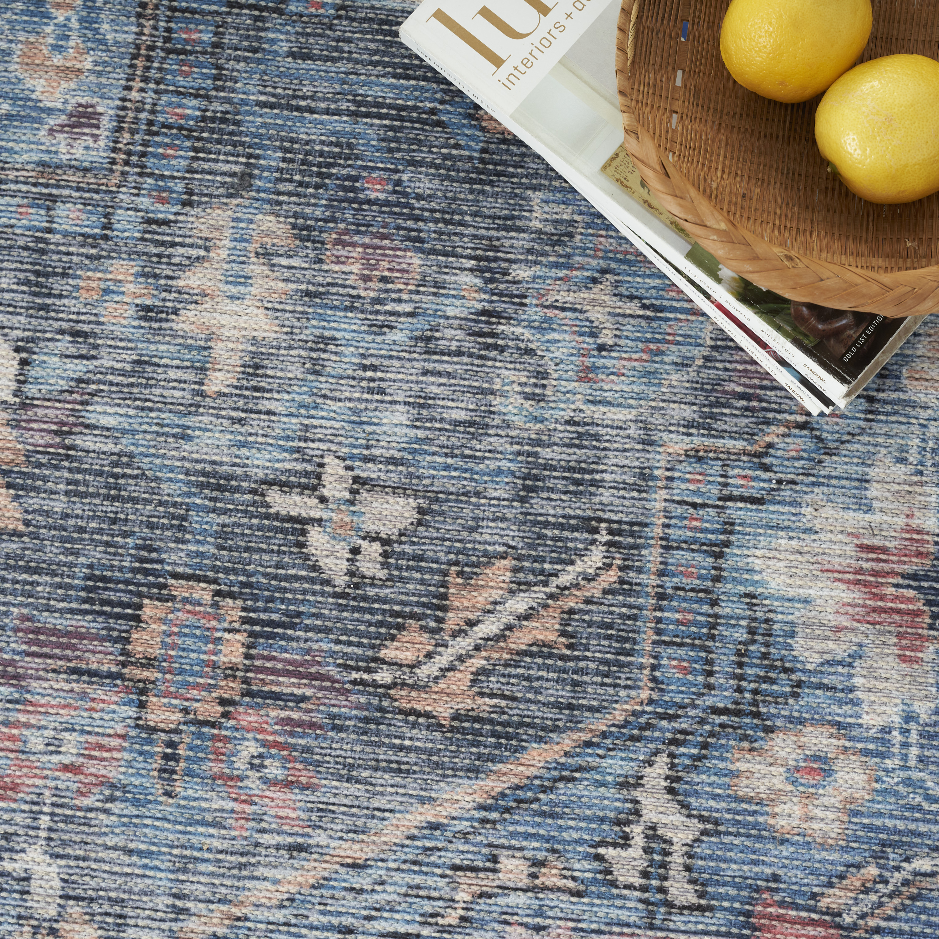 Nourison New Concept Washables 7'10" x 9'10" Light Blue Multicolr Vintage Indoor Rug