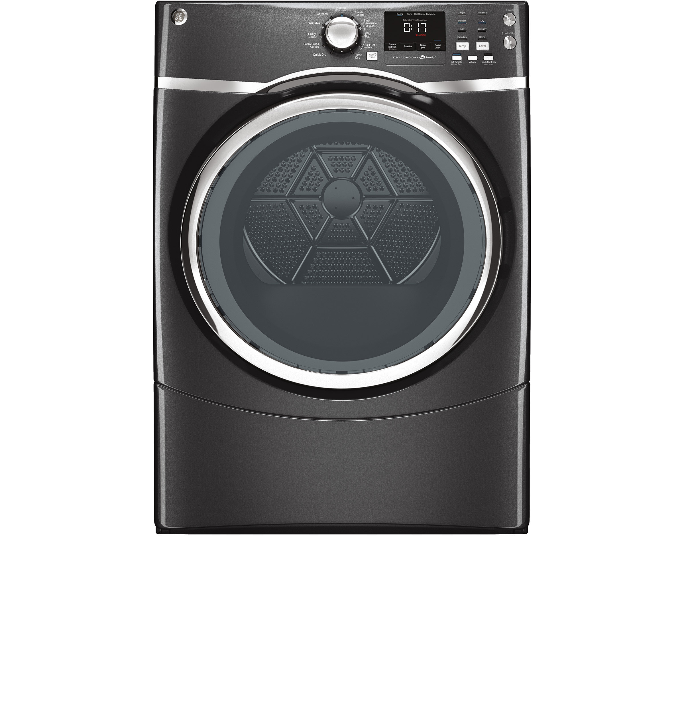 GE® 7.5 cu. ft. capacity frontload dryer with steam