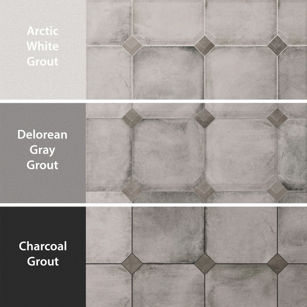 Laverton Octagon Gris with Taco Gris 7-7/8 in. x 7-7/8 in. Porcelain Floor and Wall Tile