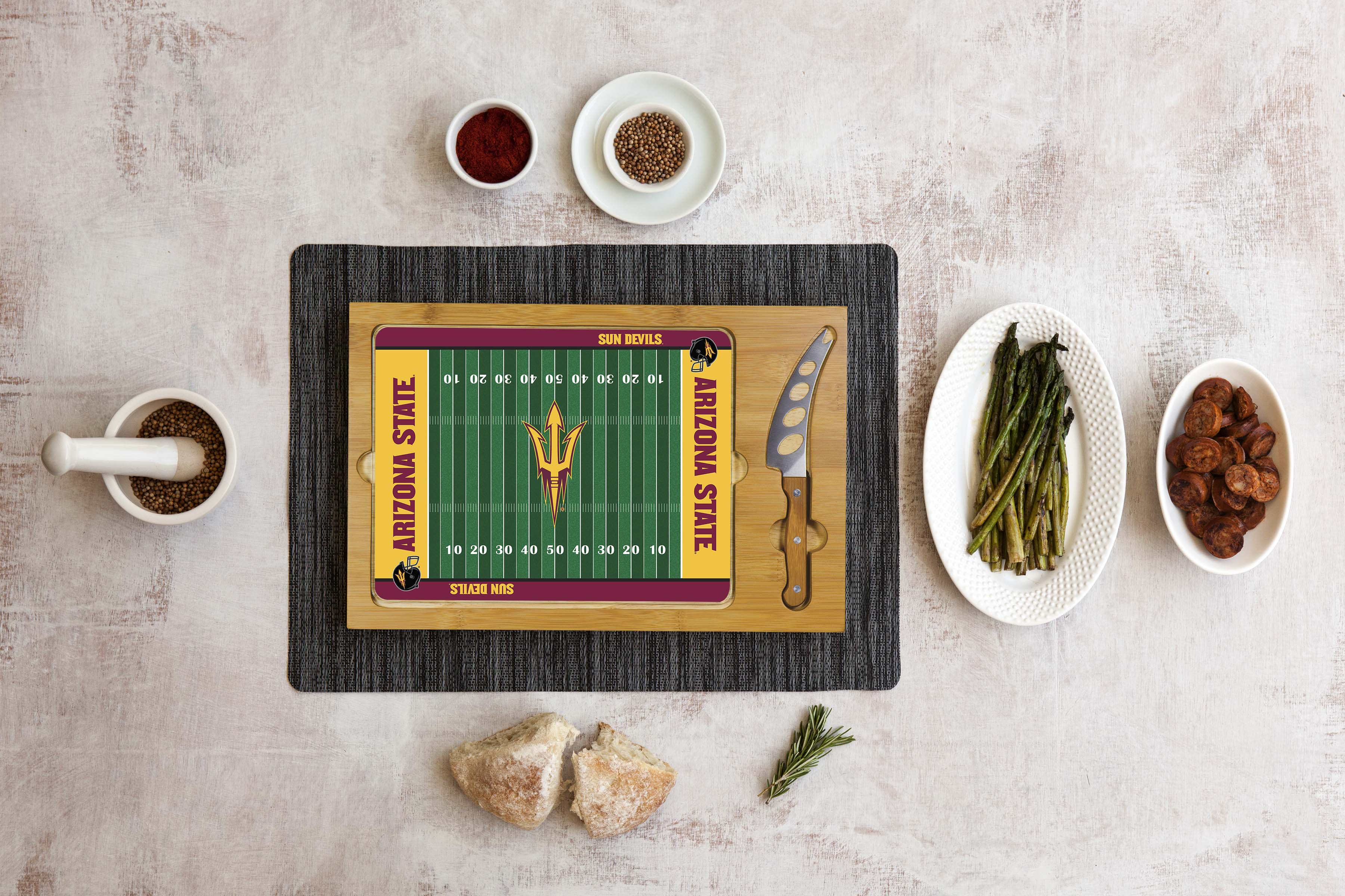 Arizona State Sun Devils - Icon Glass Top Cutting Board & Knife Set