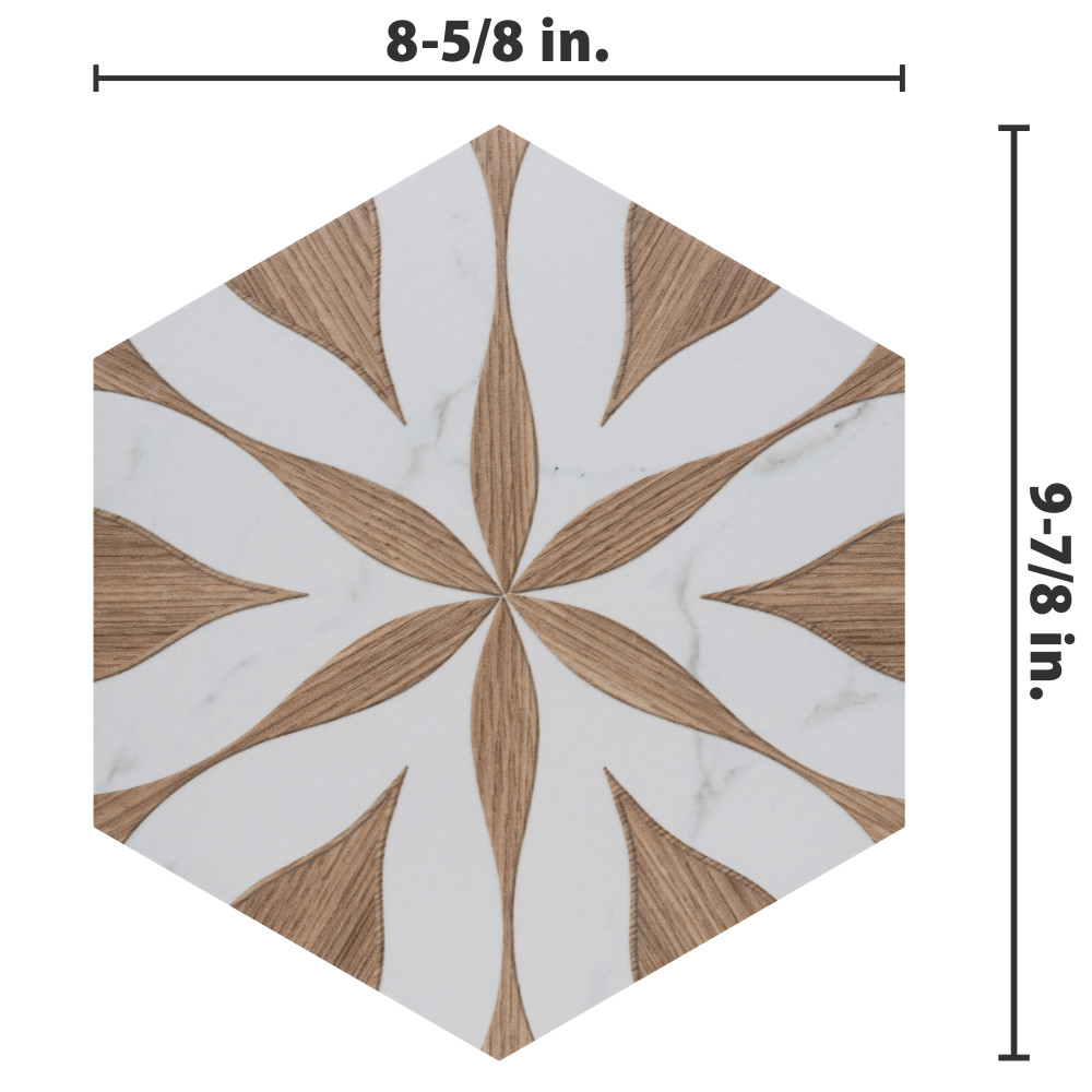 Llama Flower Loire Noce 8-5/8 in. x 9-7/8 in. Porcelain Floor and Wall Tile