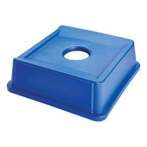 Rubbermaid Commercial, Untouchable®, Square, Resin, 50gal, Resin, Blue, Receptacle Lid