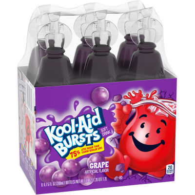 Kool-Aid Bursts Grape Soft Drink, 6 ct Pack, 6.75 fl oz Bottles