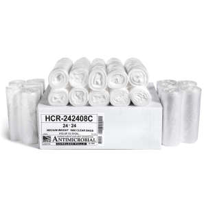 Aluf,  HDPE Liner, 10 gal Capacity, 24 in Wide, 24 in High, 8 Microns Thick, Clear