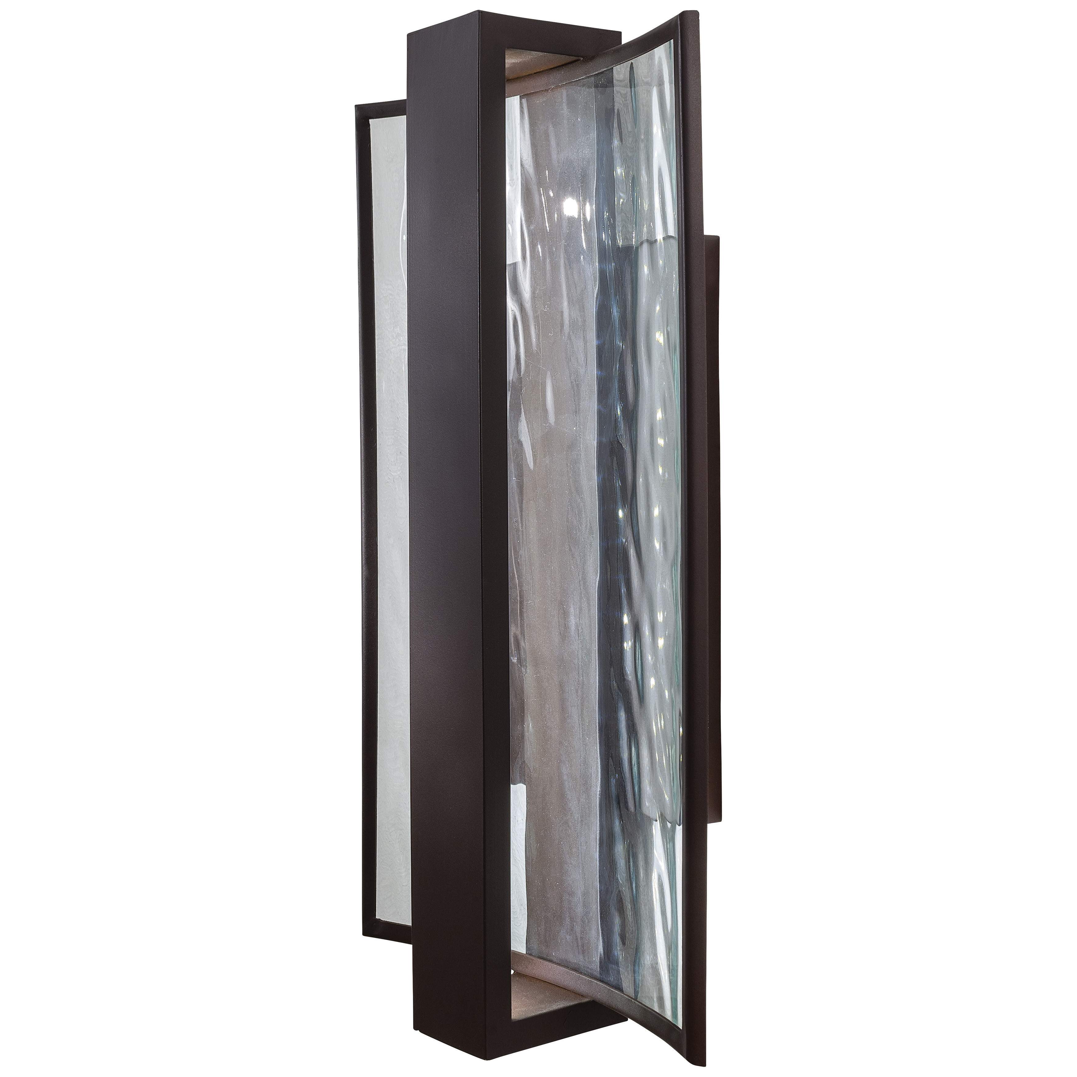 The Sidelight LED Wall Sconce combines transitional styling with modern LED efficiency. Its clear water glass shade and Dorian Bronze finish create sophisticated ambiance while meeting ADA compliance standards. - alternate view